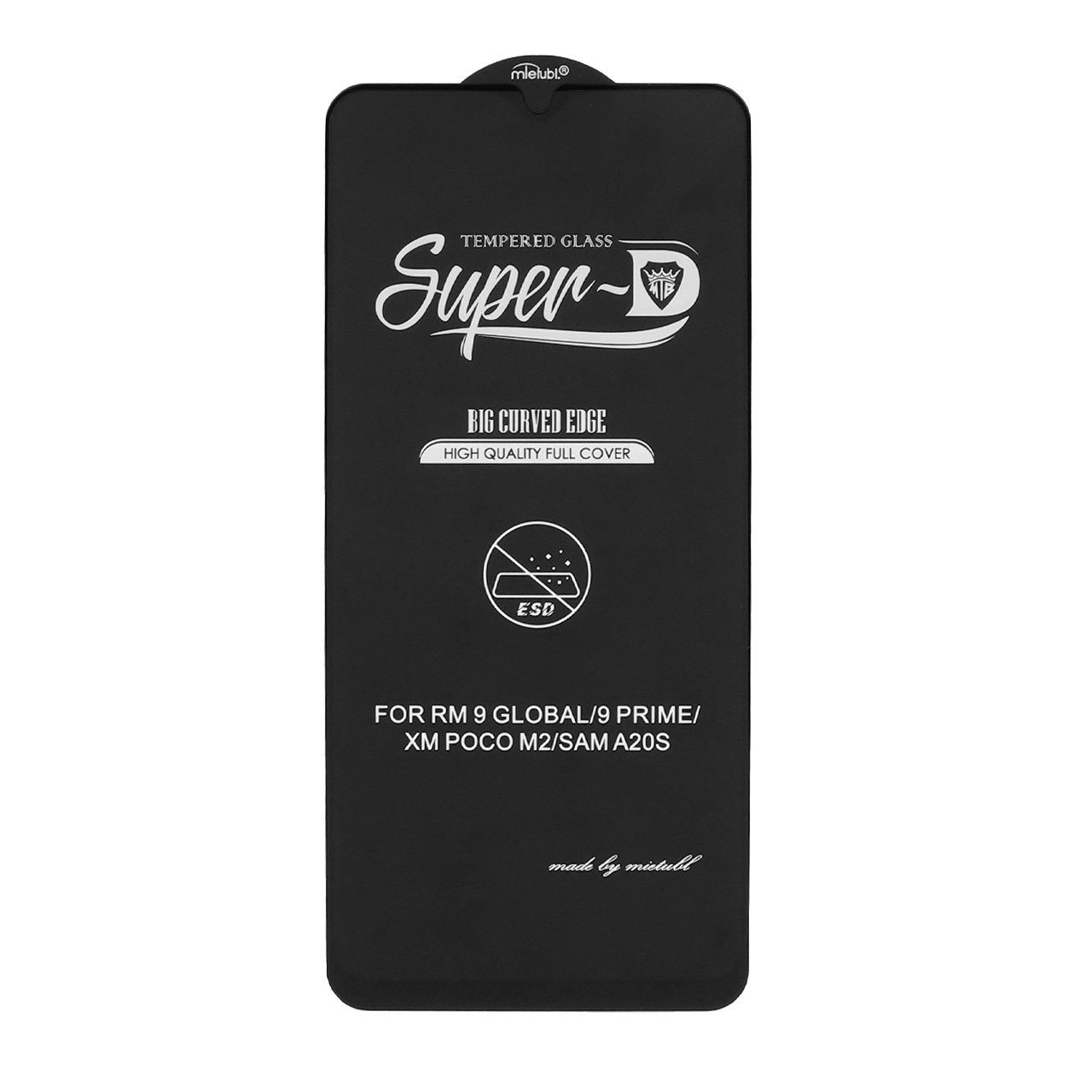محافظ صفحه نمایش شیشه ای Samsung Galaxy A20s - Full Cover Super D Mietubl-ESD - مشکی (بدون پک) - NTC ORG